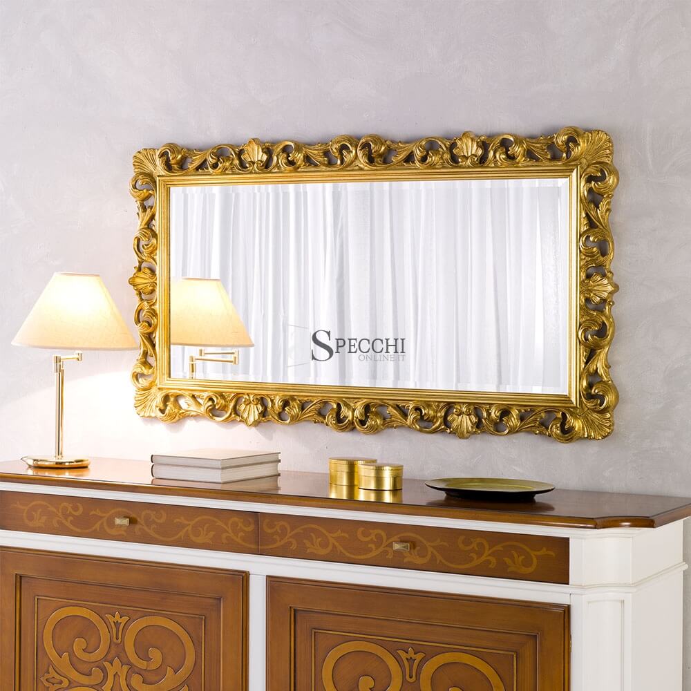 Specchio da parete foglia oro