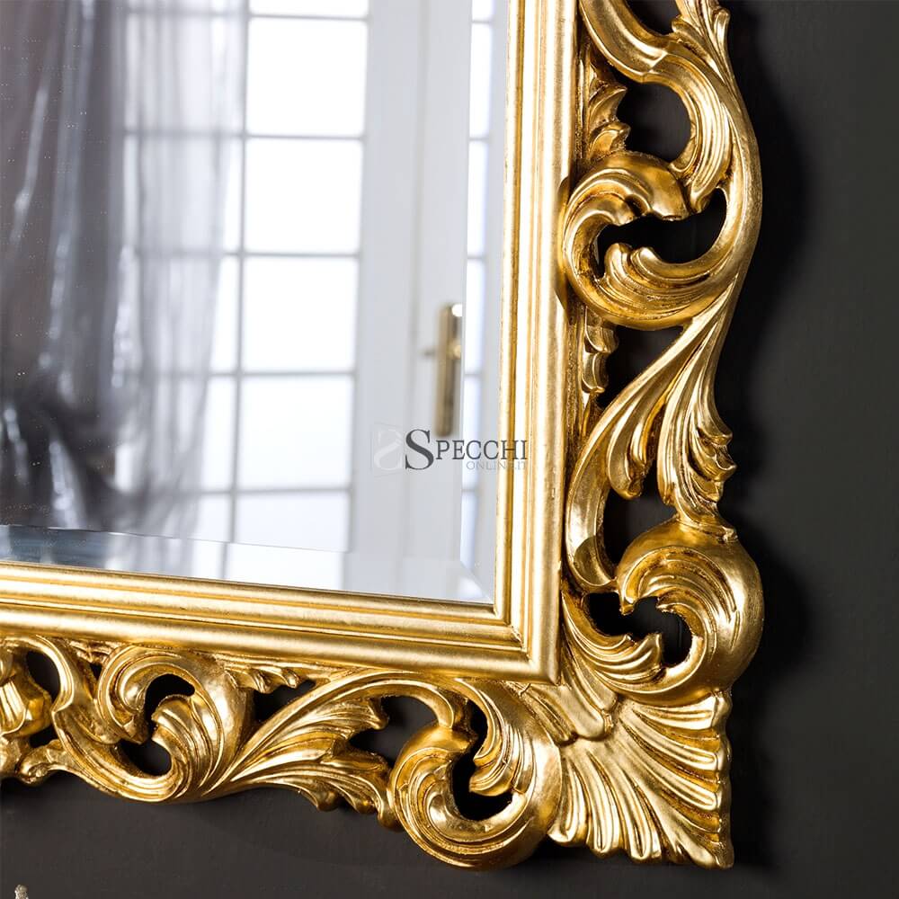 Specchio antico grande da parete in foglia oro - Specchiere Classiche