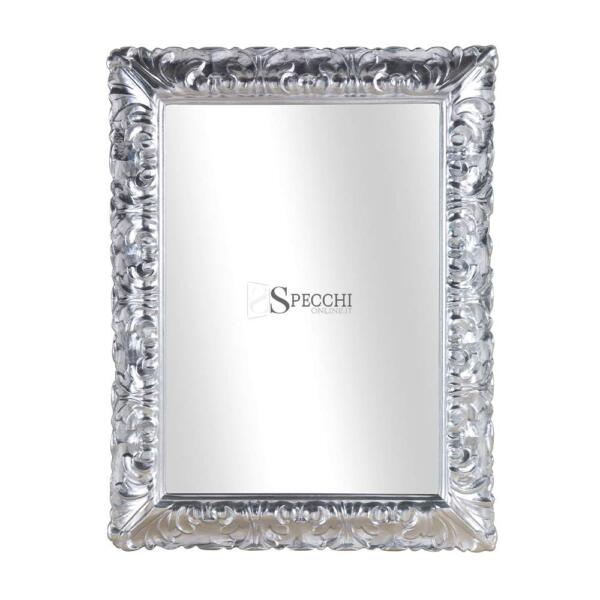 Specchio rettangolare con cornice argento - Specchi Online