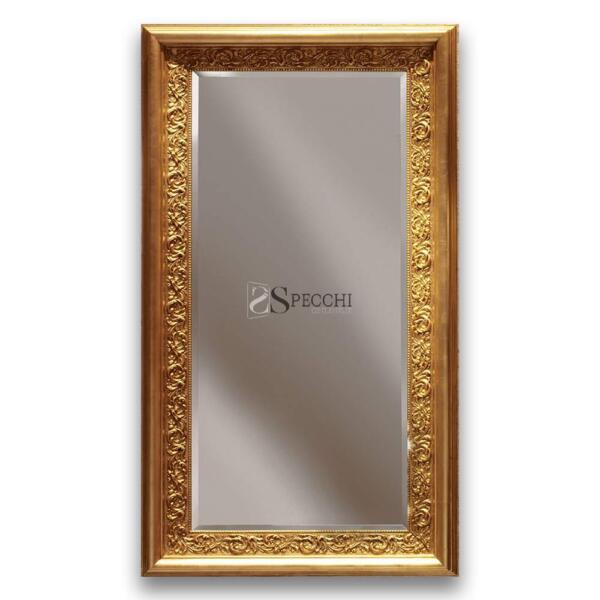 Specchio rettangolare con cornice dorata