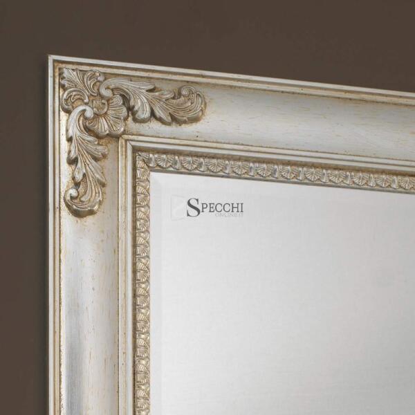Specchio con cornice foglia argento