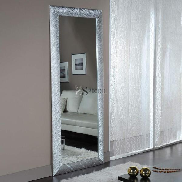 Specchio con cornice argento brillantini